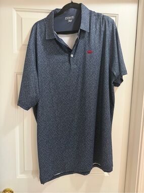 Perlis Men's Navy Micro-Print Polo Shirt